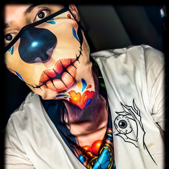 💀💎Sugar Skull Face Covering Scarf 💎💀 - Picture 3 of 3
